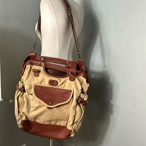 Buffalo Jackson Trading Commute Leather Canvas Duffel Weekender Bag vintage